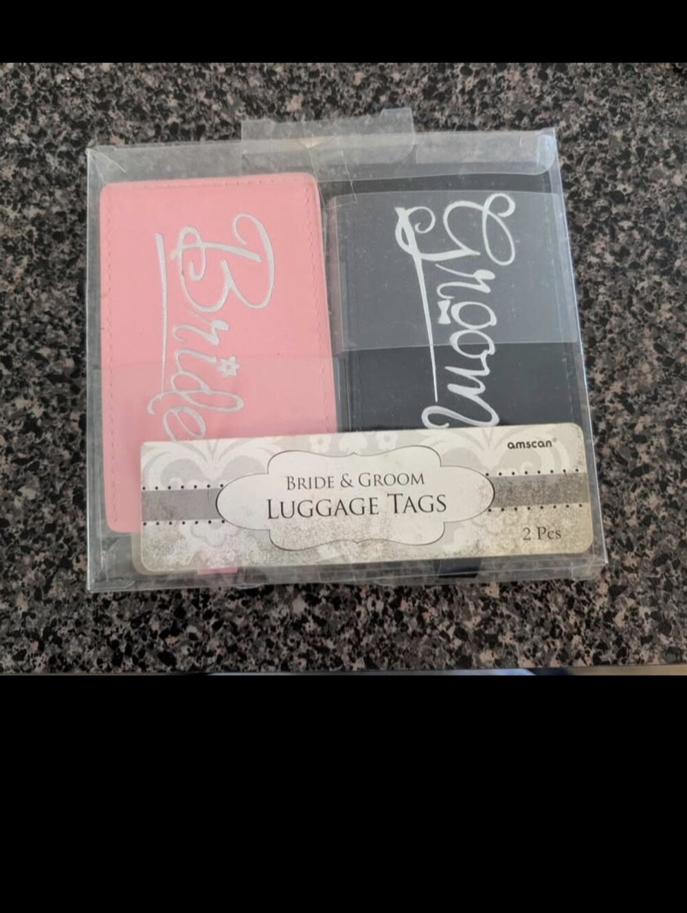 Amscan Pink and Black Wedding Luggage Tags - Set of 2